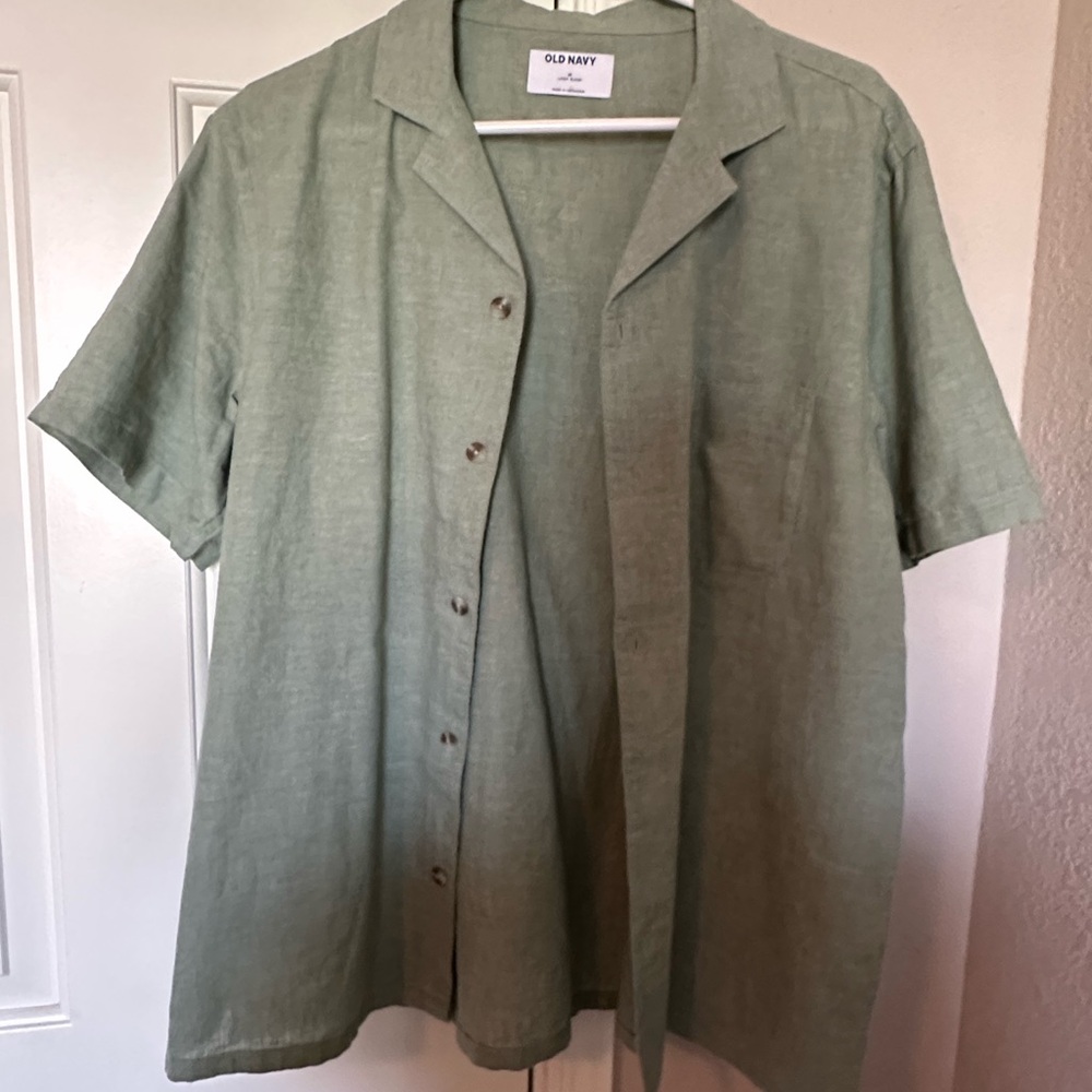 Old Navy Linen Blend Shirt in Sage